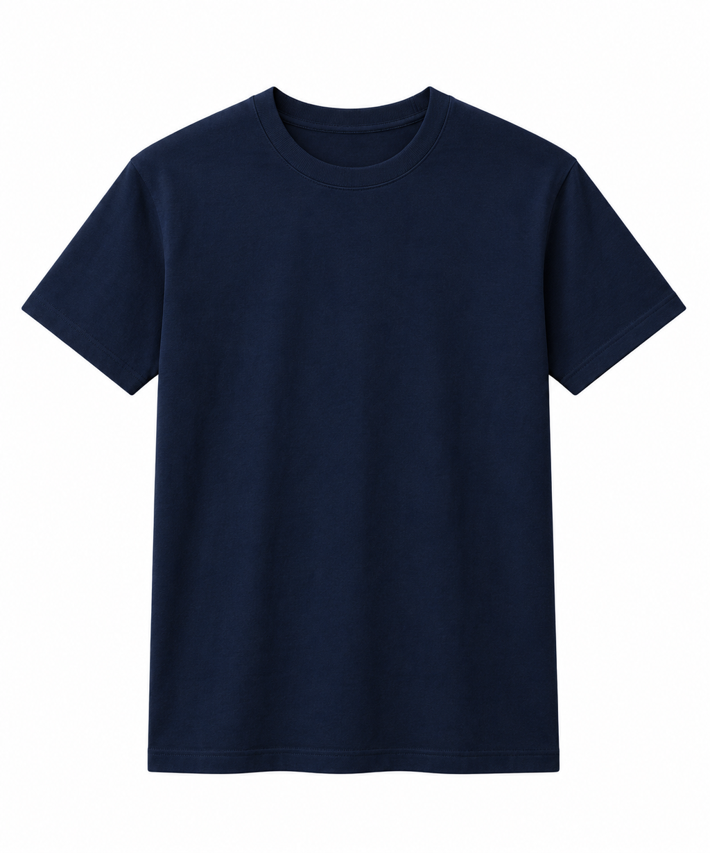 Men's Navy Blue 100% Cotton T-Shirt | 180 GSM Premium Regular Fit