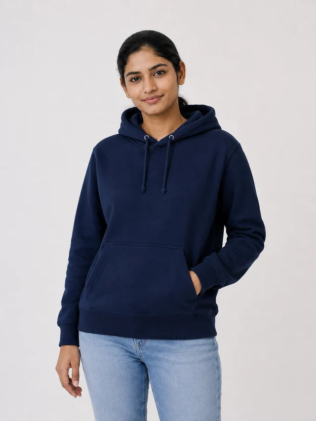 Women's Premium Cotton Hoodie – Navy Blue | Winter Hoodie for Women