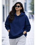 Women's navy blue oversized 430 GSM cotton hoodie – 365BC