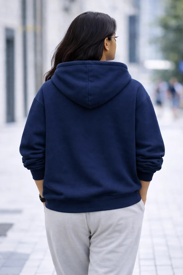 Women's Oversized Hoodie – Navy Blue | Heavy Cotton Hoodie for Women