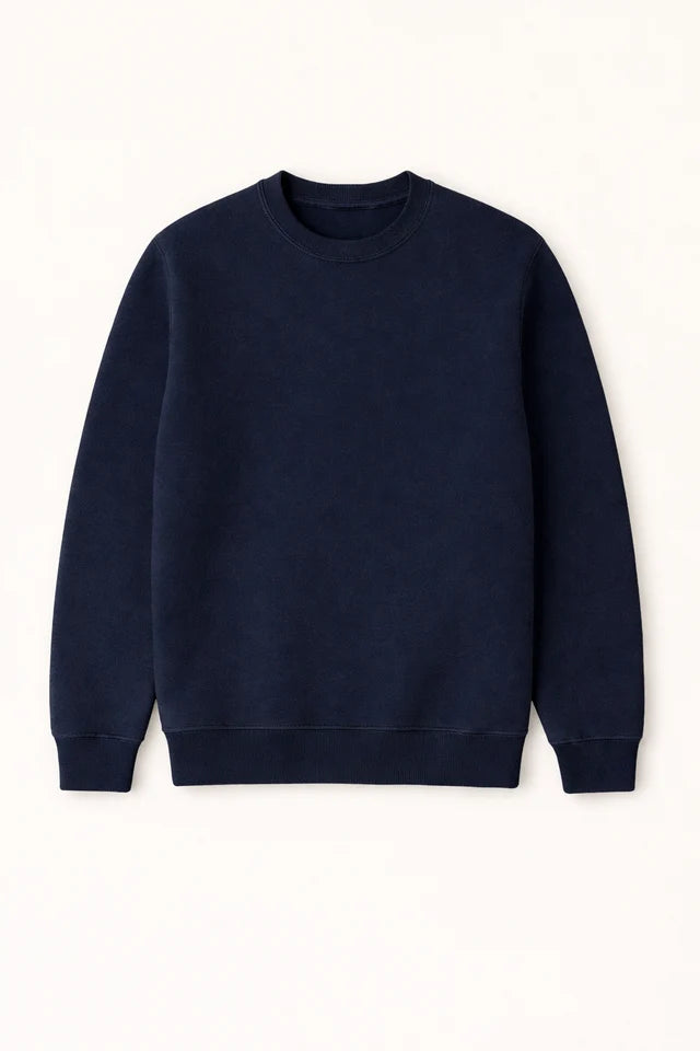 Men's Premium Cotton Crewneck Sweatshirt – Navy Blue | Winter Sweatshirt
