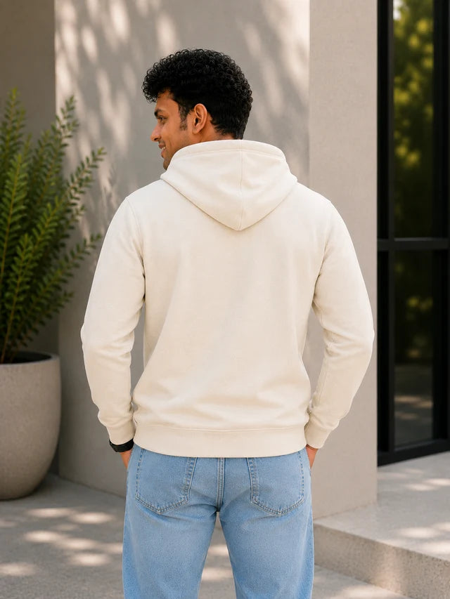 Men's Premium Cotton Hoodie – Off White | Everyday Hoodie for Men