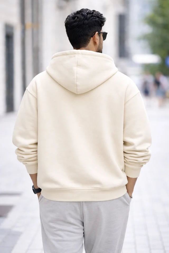 Men's Oversized Hoodie – Off White | Heavy 430 GSM Cotton Hoodie for Men