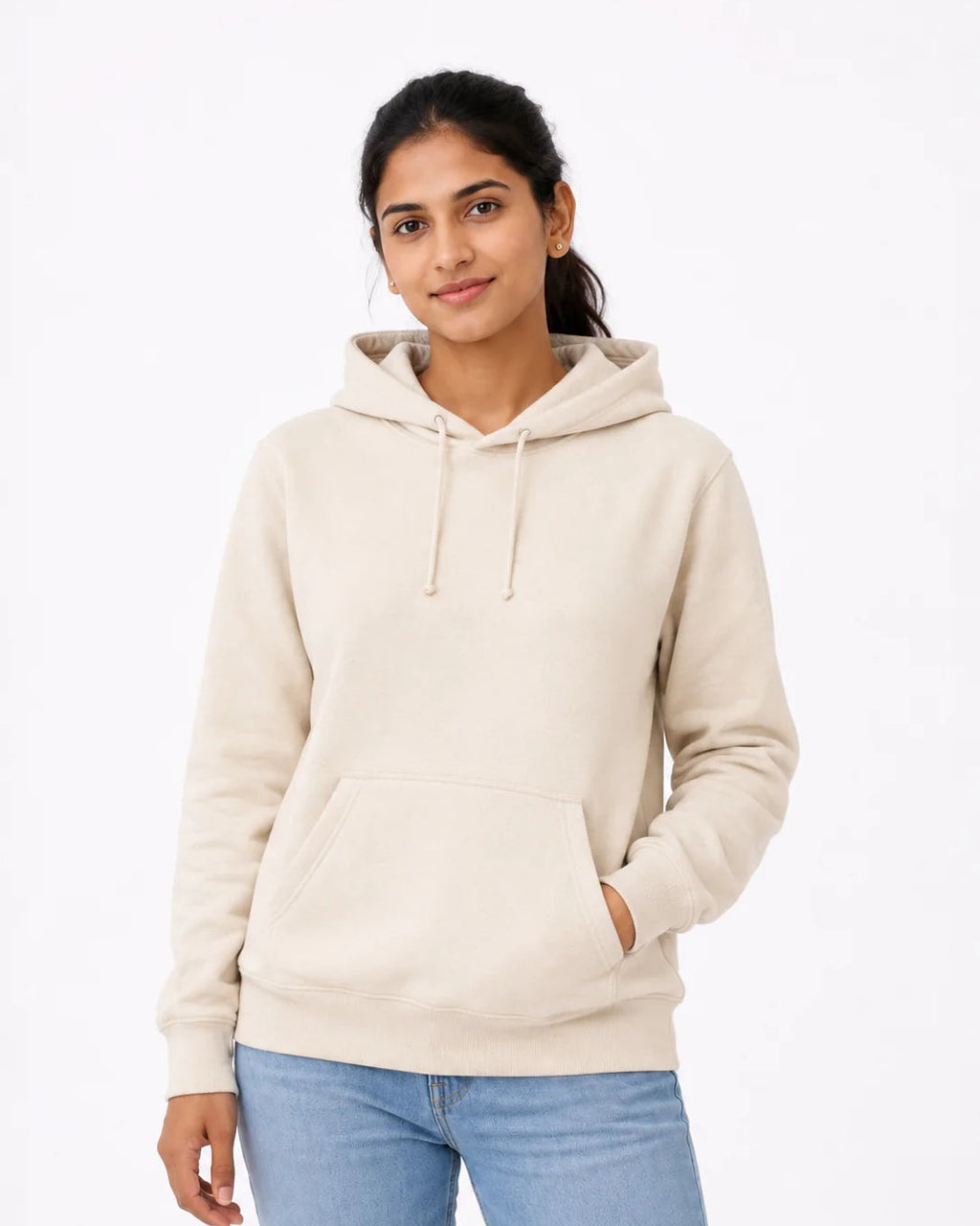 Women's off white premium cotton hoodie – everyday hoodie for women – 365BC