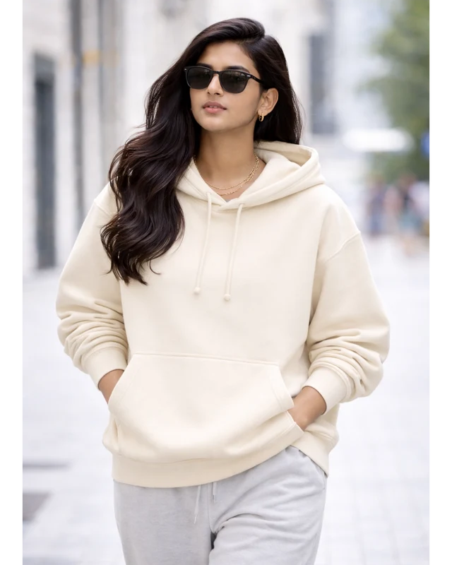 Women's off white oversized 430 GSM cotton hoodie – 365BC