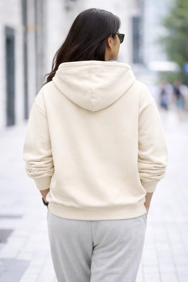 Women's Oversized Hoodie – Off White | Heavy Cotton Hoodie for Women