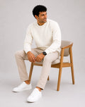 Men's premium off white cotton blend crewneck sweatshirt, 88% cotton and 12% polyester, styled for everyday wear