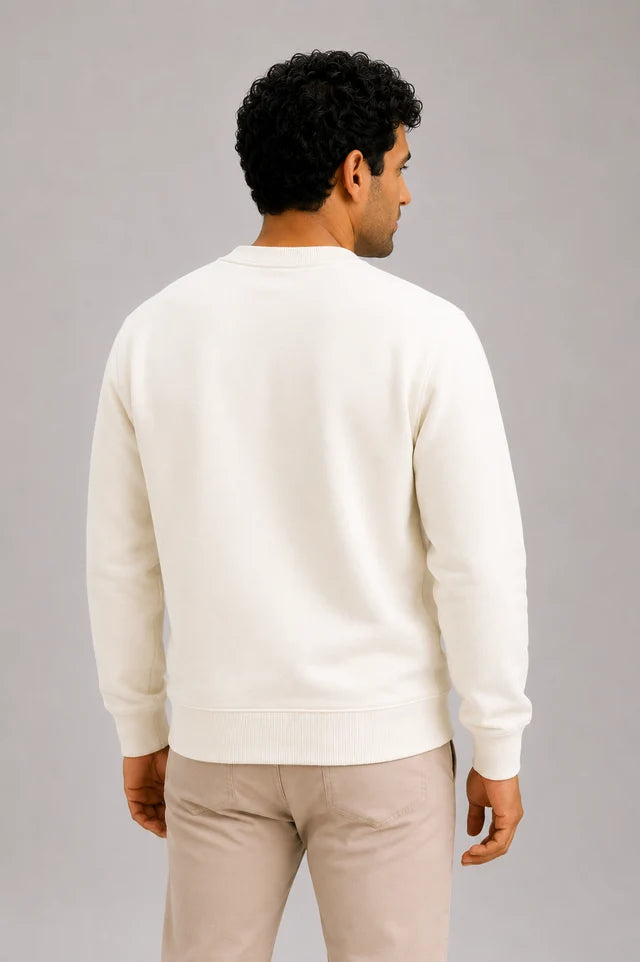 Men's Premium Cotton Crewneck Sweatshirt – Off White | Soft Winter Wear