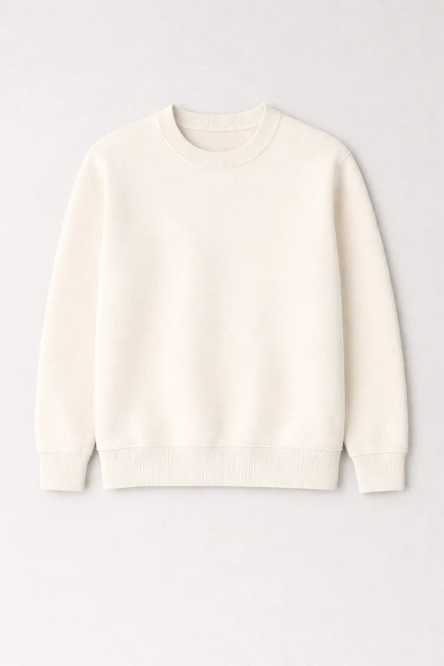 Men's Premium Cotton Crewneck Sweatshirt – Off White | Soft Winter Wear