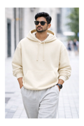 Men's off white 430 GSM heavyweight oversized hoodie with a relaxed streetwear fit