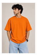 365BC men's orange 210 GSM 100% cotton oversized T-shirt