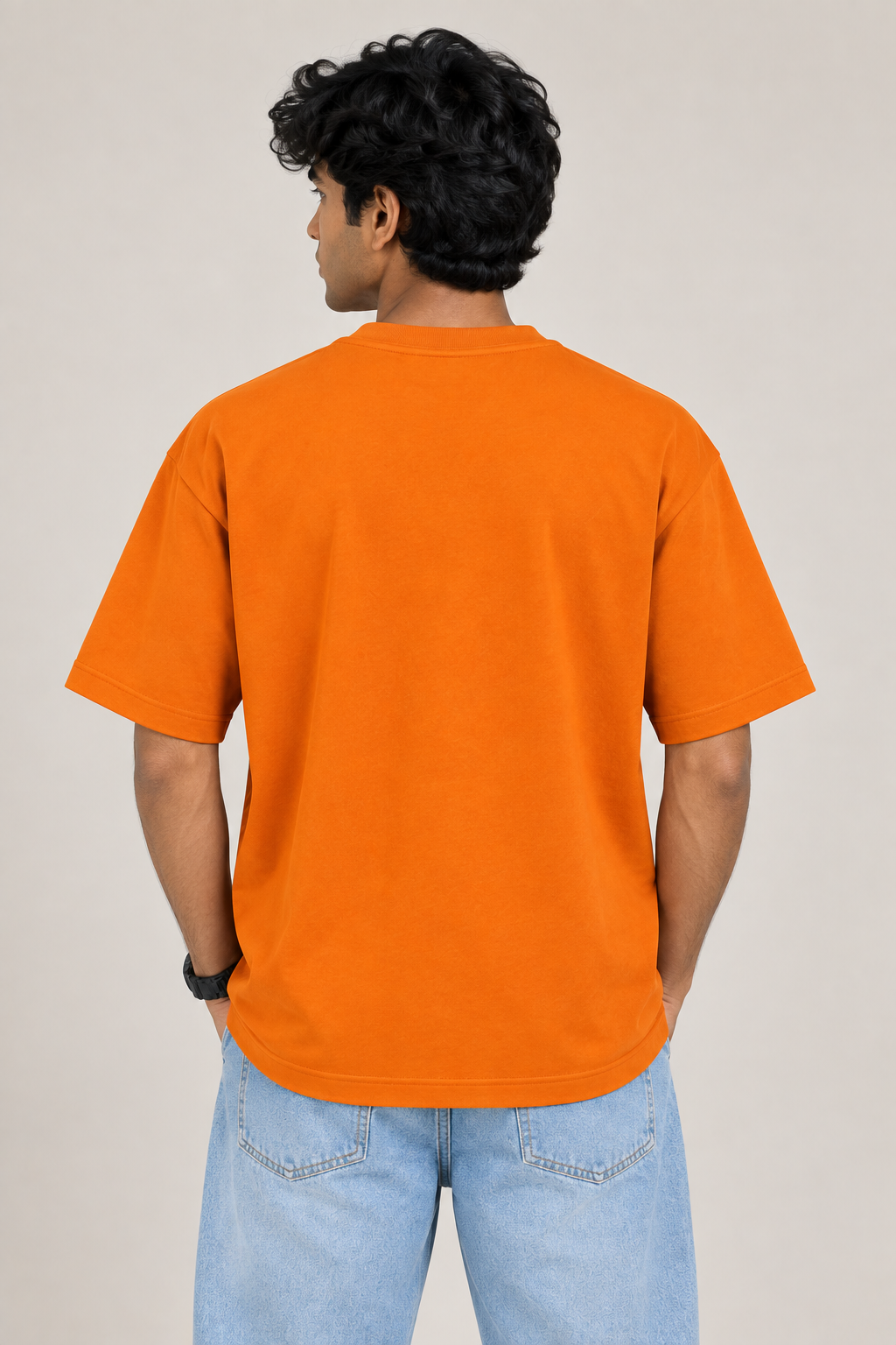 Men's Orange 210 GSM 100% Cotton Oversized T-Shirt