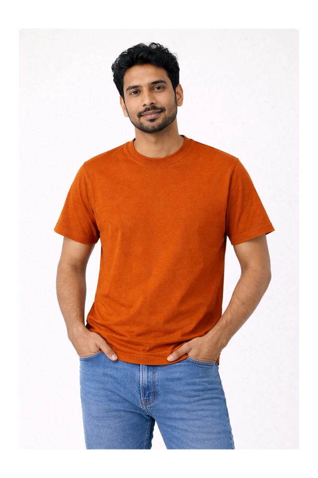 Men's orange 100% cotton 180 GSM regular fit T-shirt by 365BC