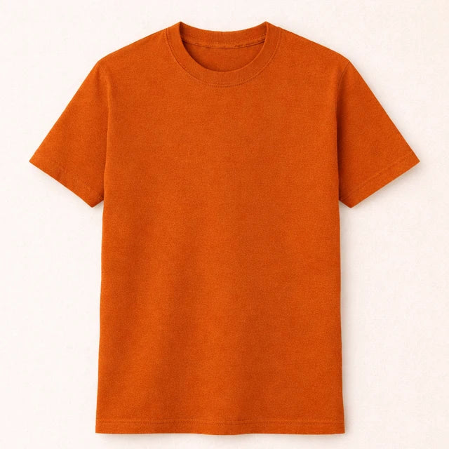 Men's Orange 100% Cotton T-Shirt | 180 GSM Premium Regular Fit