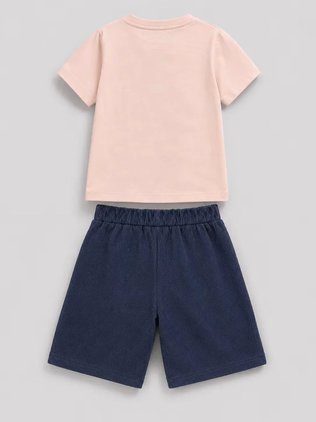 Pink Sunflower T-Shirt & Navy Shorts Set for Kids