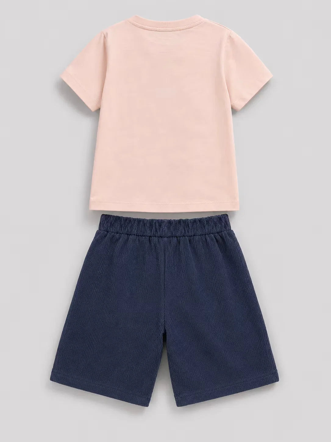 Pink Sunflower T-Shirt & Navy Shorts Set for Kids