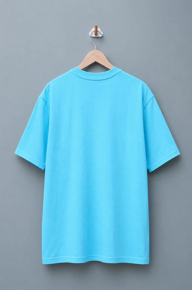 Men's Powder Blue 240 GSM 100% Cotton French Terry Oversized T-Shirt