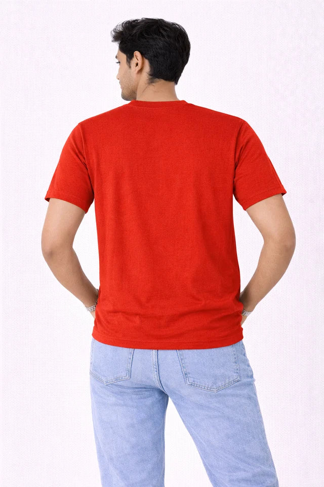 Men's Red 100% Cotton T-Shirt | 180 GSM Premium Regular Fit