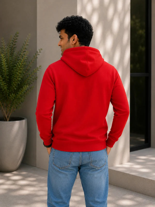 Men's Premium Cotton Hoodie – Red | Bold Winter Hoodie for Men