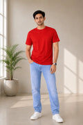 Men's red 100% cotton 180 GSM regular fit T-shirt by 365BC