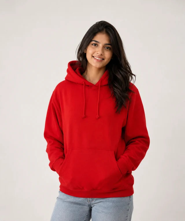 Women’s Premium Cotton Hoodie in Red – Soft Cotton Hoodie for Women | 365BC
