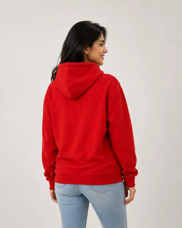 Women's Premium Cotton Hoodie – Red | Soft Cotton Hoodie for Women