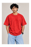 Men's red acid wash oversized cotton t-shirt by 365BC