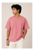 365BC men's rose pink 240 GSM 100% cotton French Terry oversized T-shirt
