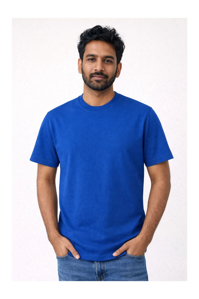 Men's royal blue 100% cotton 180 GSM regular fit T-shirt by 365BC