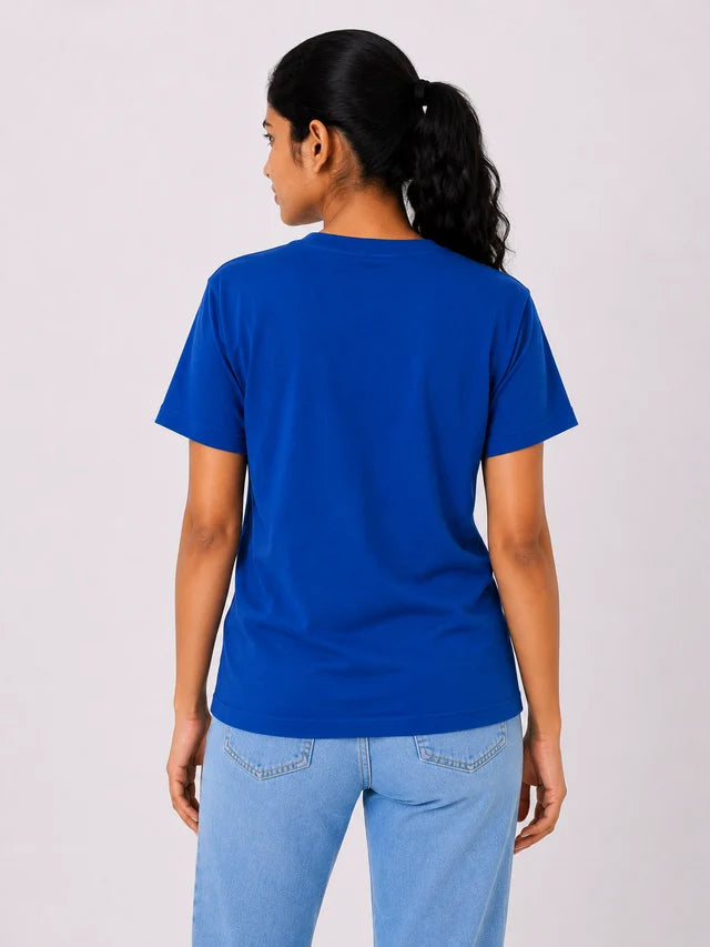 Women's 100% Cotton T-Shirt – Royal Blue | Bio-Washed Tee