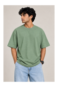 365BC men's sage green 210 GSM 100% cotton oversized T-shirt