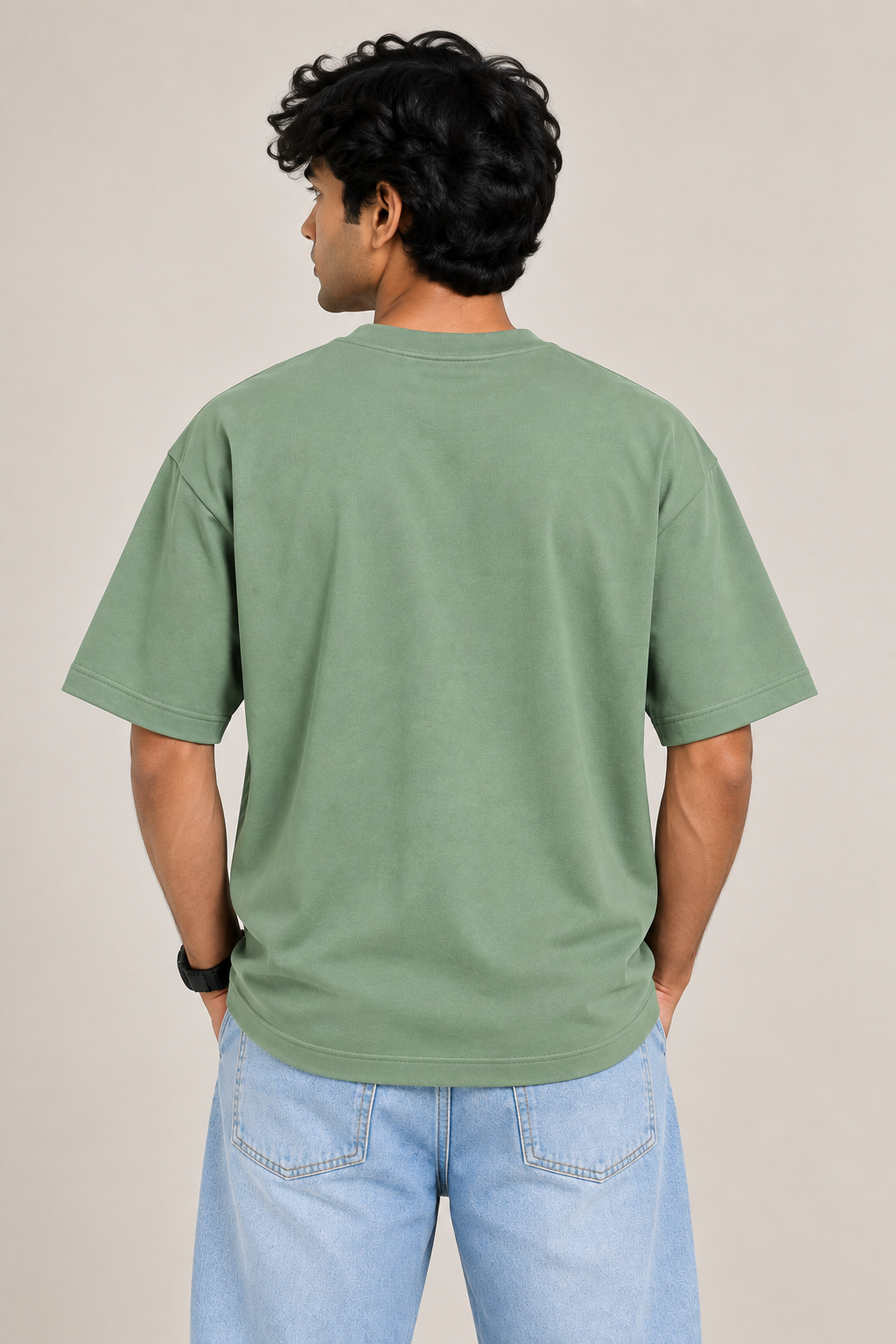 Men's Sage Green 210 GSM 100% Cotton Oversized T-Shirt