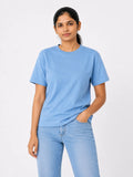 Women’s sky blue 100% cotton bio-washed T-shirt by 365BC