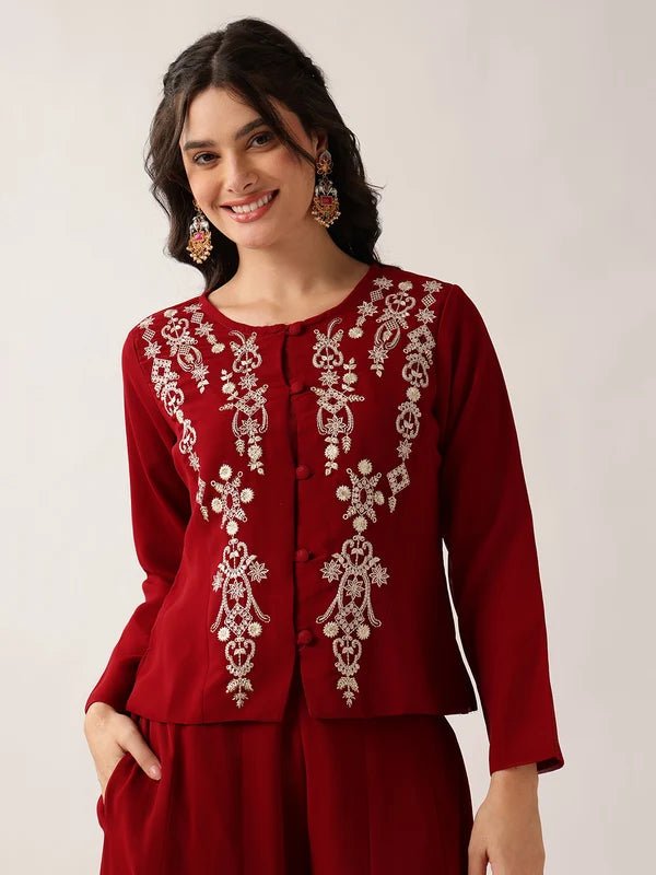 Yellow Floral Straight Georgette Co-Ord Set (Sharara)