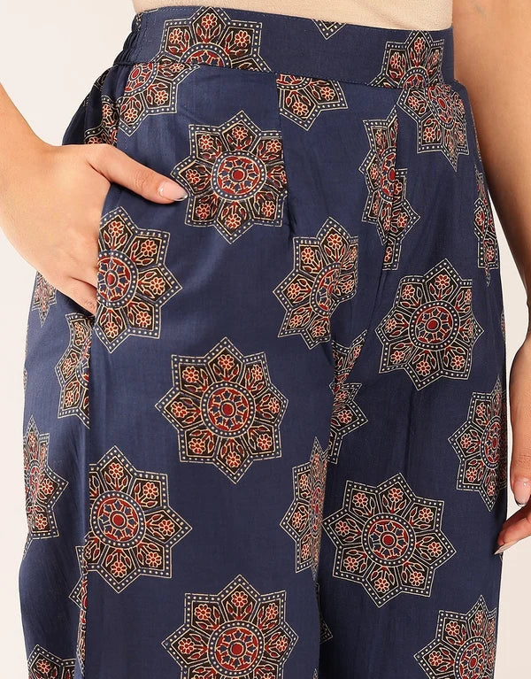 Maroon Floral Flared Cotton Stitched Co-Ord Set