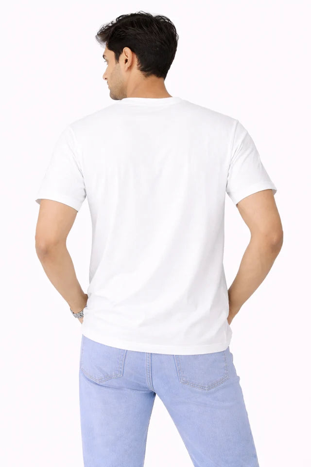 Men's White 100% Cotton T-Shirt | 180 GSM Premium Regular Fit