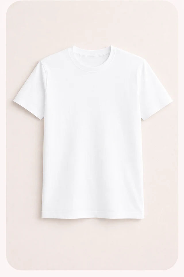 Men's White 100% Cotton T-Shirt | 180 GSM Premium Regular Fit
