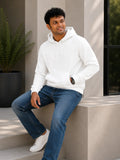 Men's premium white cotton blend hoodie, 88% cotton and 12% polyester, styled for everyday wear