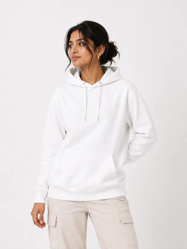 Women's Premium Cotton Hoodie – White | Soft & Warm Women's Hoodie