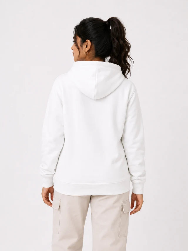 Women's Premium Cotton Hoodie – White | Soft & Warm Women's Hoodie