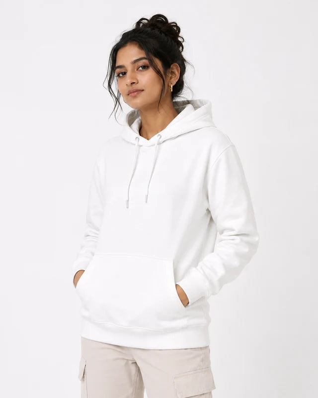 Women's white premium cotton hoodie – soft and warm hoodie – 365BC