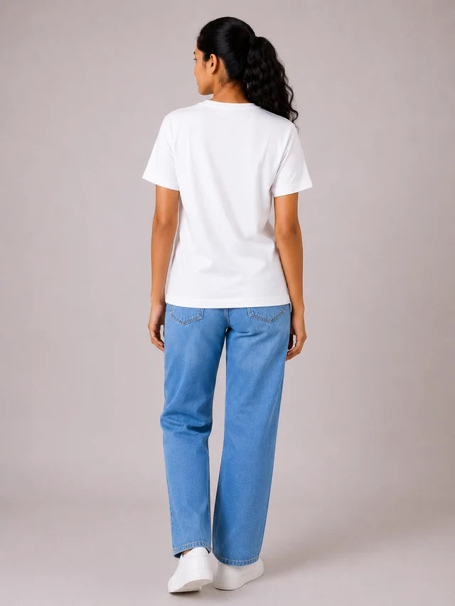 Women's 100% Cotton T-Shirt – White | Bio-Washed Soft Tee