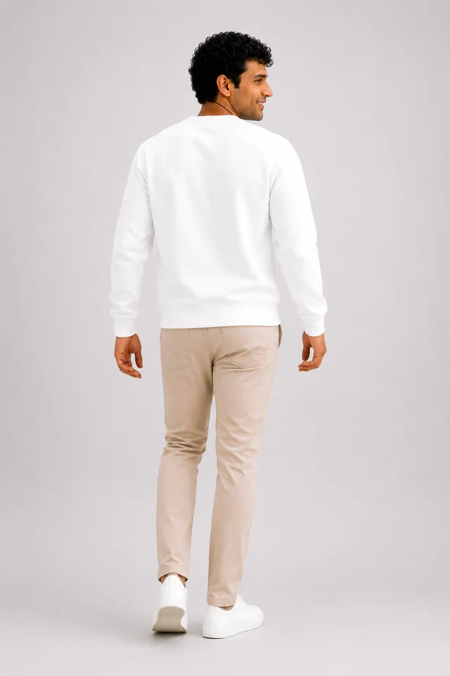 Men's Premium Cotton Crewneck Sweatshirt – White | Everyday Sweatshirt