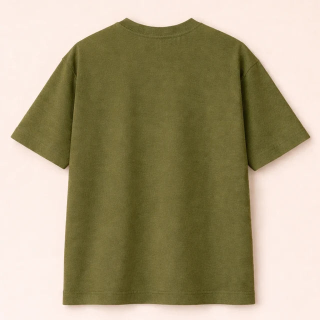 Men's Army Green 240 GSM 100% Cotton French Terry Oversized T-Shirt