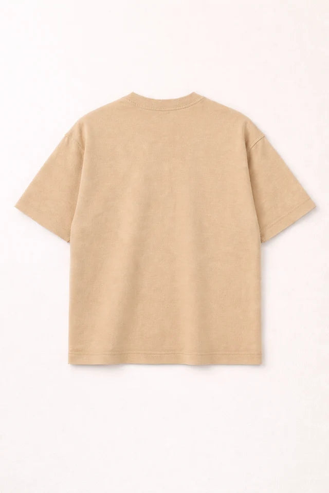 Men's Beige 240 GSM 100% Cotton French Terry Oversized T-Shirt