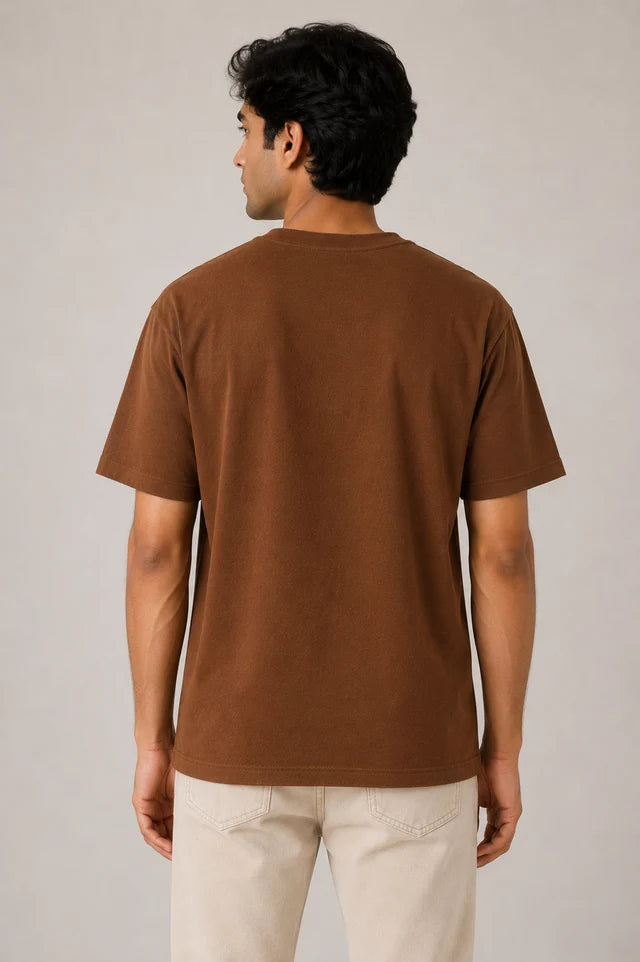 Men's Coffee Brown 240 GSM 100% Cotton French Terry Oversized T-Shirt