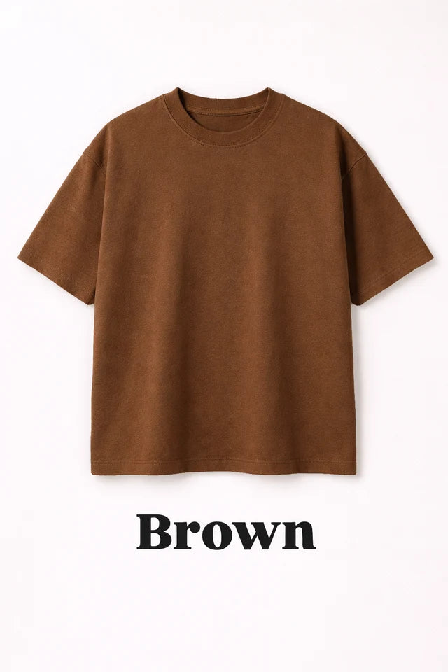 Men's Coffee Brown 240 GSM 100% Cotton French Terry Oversized T-Shirt