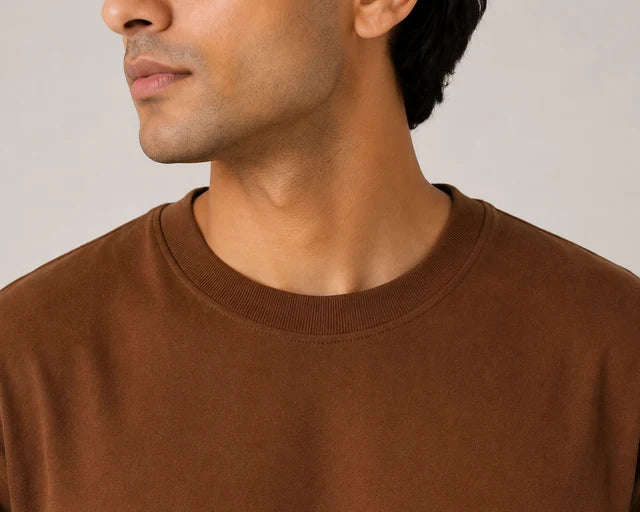 Men's Coffee Brown 240 GSM 100% Cotton French Terry Oversized T-Shirt