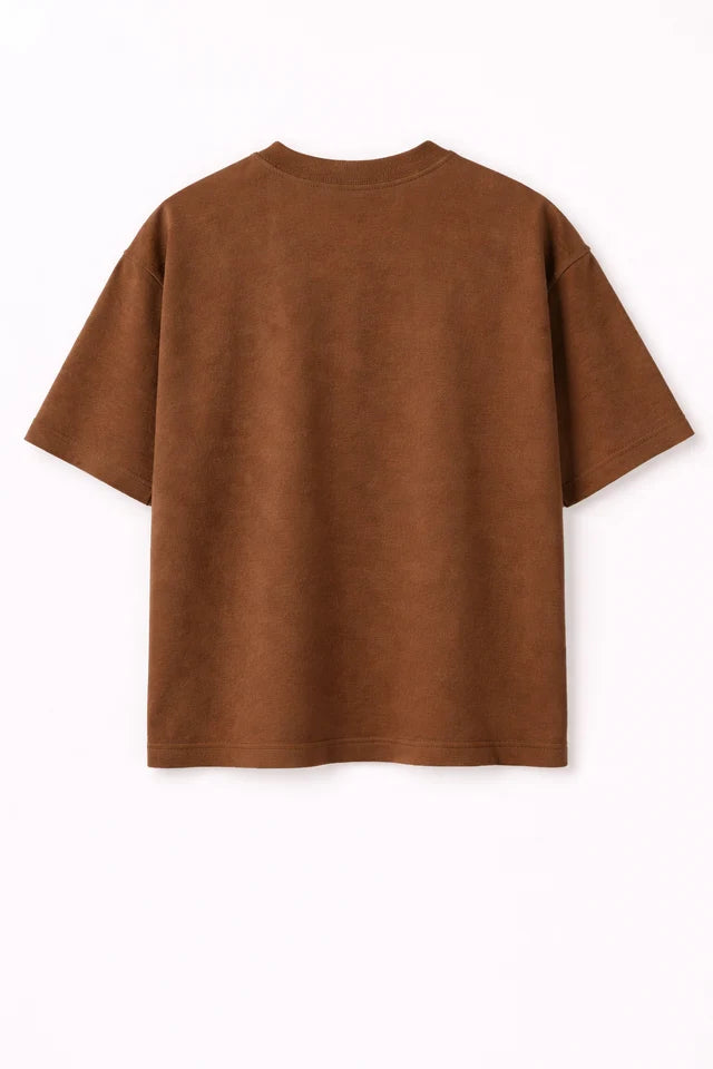 Men's Coffee Brown 240 GSM 100% Cotton French Terry Oversized T-Shirt