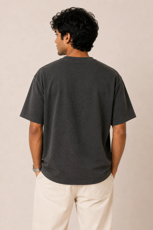 Men's Charcoal 240 GSM 100% Cotton French Terry Oversized T-Shirt